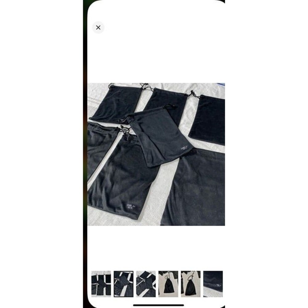 7A*  double drawstring dust storage bags solid black fits glass case lot of 7 - Picture 2 of 6